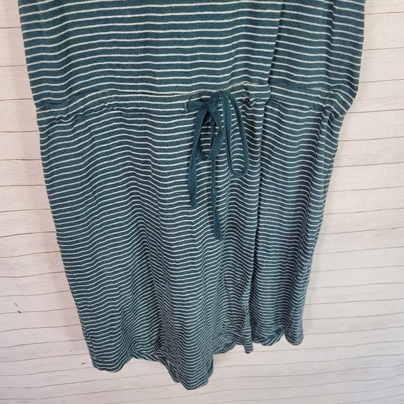 LOU & GREY TEAL STRIPED LINEN BLEND RACER BACK DRESS, SZ LARGE - Picture 7 of 13